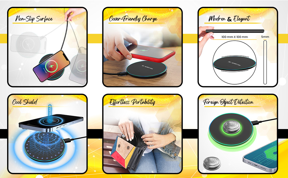 non slip charger, iphone cover friendly wireless charger, non heat wireless charger