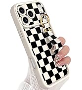 Jefonha Compatible with Phone 17 Pro Max Case with Finger Strap for Girls Women, Cute Checkered C...
