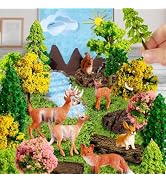 Warmtree 68 Pcs Mixed Model Trees Forest Animals Figures Miniature Stumps, Ho Scale Plastic Trees...