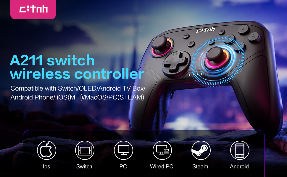 wireless switch controller compatible with nintendo switch/oled/pc/steam deck