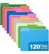 HABGP 120 Pcs Manilla Folders 8.5 x 11 Inch, 1/3-Cut Tab Colored File Folders Letter Size, Paper ...