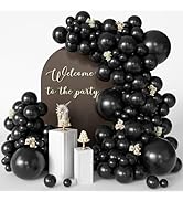CVPARTYON Black Balloons 125 Pcs Different Sizes 18 12 10 5 Inch Black Balloon Arch Kit Garland B...
