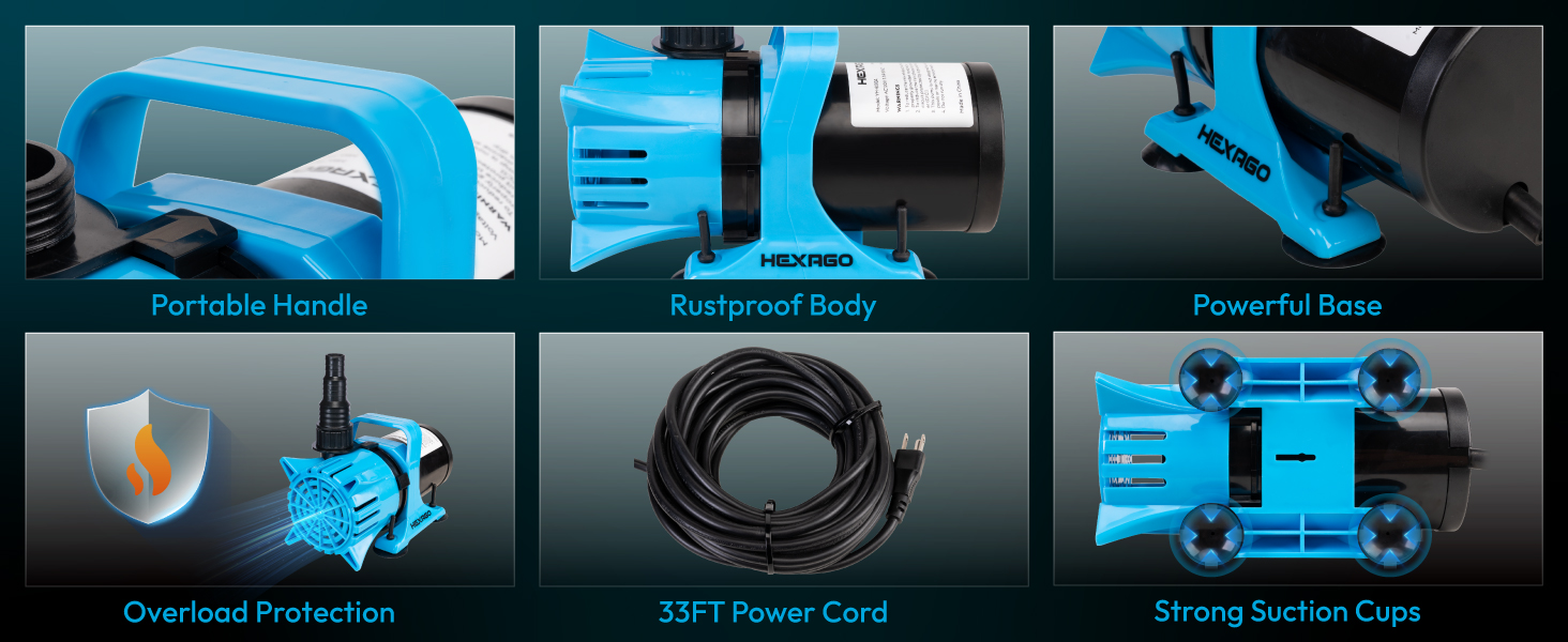 Pond Pump 1800GPH Hexago Submersible Water Pump pond pumps with filter