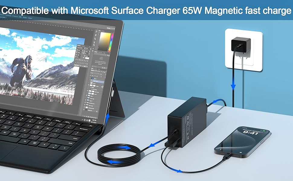 Surface Pro Charger-65W Surface Pro Laptop Charger,65W Microsoft Surface Charger,65W Charger 