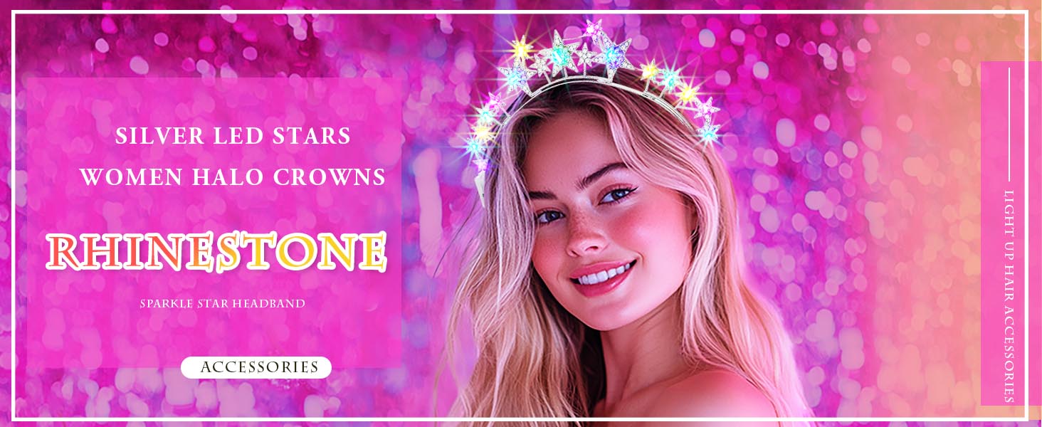 light up headbands made of alloy and glitter stars,3 styles for choose