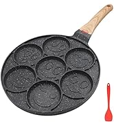 Bobikuke Pancake Pan Induction, Smiley Face Pancake Frying Pan Non Stick, 7 Holes Mini Pancake Ma...