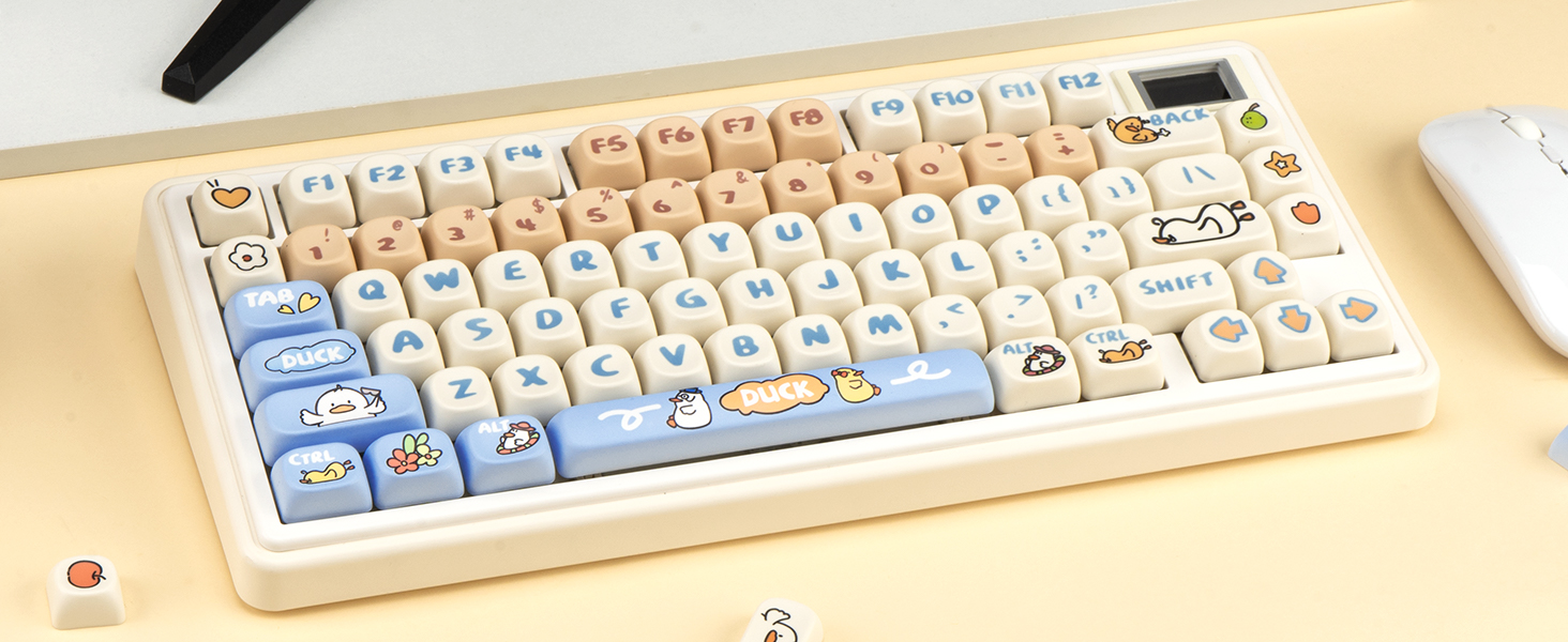 MOA Profile Keycaps, PBT Keycaps Cute Keycaps 131 Keys Dye-Sublimation Keycaps Kawaii Custom Keycap