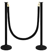 2 Pack Stanchions Post with Velvet Rope, Crowd Control Stanchions, Queue Pole for for Movie Theat...