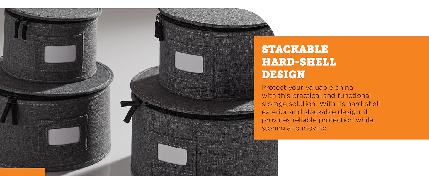 StorageLab Storage Containers 4-Piece Hard Shell Storage Cups, Mugs, and Plate Organizer