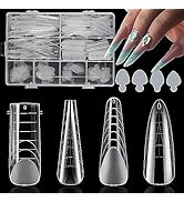 BOMOQING 288PCS Nail Dual Forms for French Nails, Dual Nail Forms Molds Acrylic Nail Tips, 96PCS ...