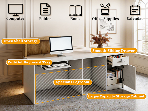 Modern Reception Desk with Counter &amp;amp; LED
