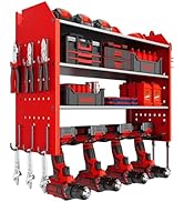 BIHOO Power Tool Organizer, 4 Tier Green Toolbox for Space Saving, for Drills, Saws and Accessori...