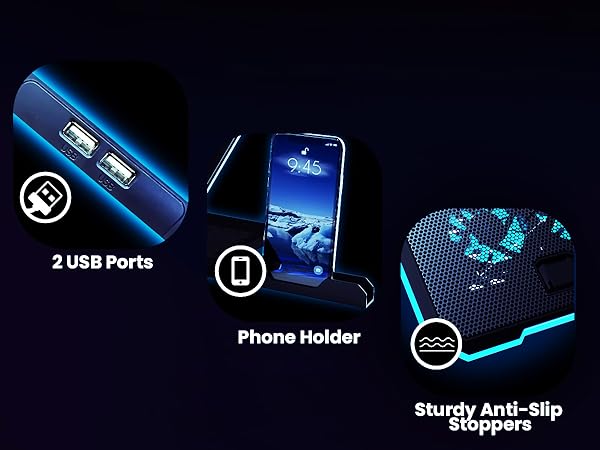 cool computer gadgets rgb laptop cooling pad stand for desk with fan gaming lap accessories usb hub 