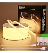 BENLUN AC 110V COB LED Strip Lights 98.4ft, 3000K Warm White LED Rope Light Outdoor Waterproof, 1...