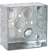 RACO 232 4 in. Square Electrical Box, 2-1/8-Inch Deep, 1/2-in. and 3/4-in. Side Knockouts, Welded...