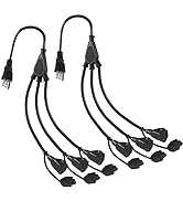 KUNCAN 3-Outlet Power Splitter Cord, 1 to 3 Way Outlet Indoor & Outdoor Use Weatherproof SJTW 16A...