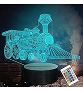 Train 3D Gifts Lamp, Attivolife Illusion Hologram Night Light with Timer Remote Control 16 Colors...