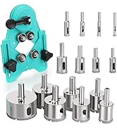 Hole Saw Set,15Pcs Diamond Drill Bits, Tile Hole Saw Kit,Coated Core Drill Bits with Hole Saw Gui...