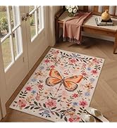 Lahome Butterfly 2x3 Rugs for Entryway, Ultra Thin Small Rug for Kitchen Rugs Non Slip Washable I...