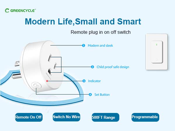 Remote Switch Outlet,GreenCyle Remote Control Outlet Plug with Switch
