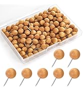 GOOLADA 120Pcs Coffee Ball Wood Push Pins, Brown Wooden Pins and Tacks, Decorative Bulletin Board...