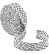 BENECREAT 10.94 Yards Gray Stripe Bias Tape, 3/4Inch Wide Double Fold Bias Binding Tape, Tartan C...