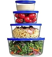 Vtopmart 4 Pack Glass Bowls with Lids (1, 2, 4, 7 Cup), Food Storage Containers, Meal Prep and Le...