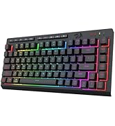 Redragon Portable Wireless Gaming Keyboard, Bluetooth/2.4GHz/USB-C Wired, RGB Backlit, 75% Mini Q...
