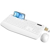 SABLUTE Wireless Keyboard and Mouse, Wrist Rest, Phone Holder, Batteries Included, 2.4G Lag-Free ...