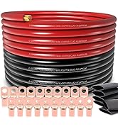 40FT 1/0 Gauge Wire Copper Clad Aluminum CAA,20pcs Lugs Terminal Connectors with 3:1Heat Shrink T...