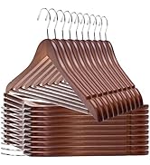 Quality Wooden Hangers - Slightly Curved Hanger 20 Pack Sets - Solid Wood Coat Hangers with Styli...