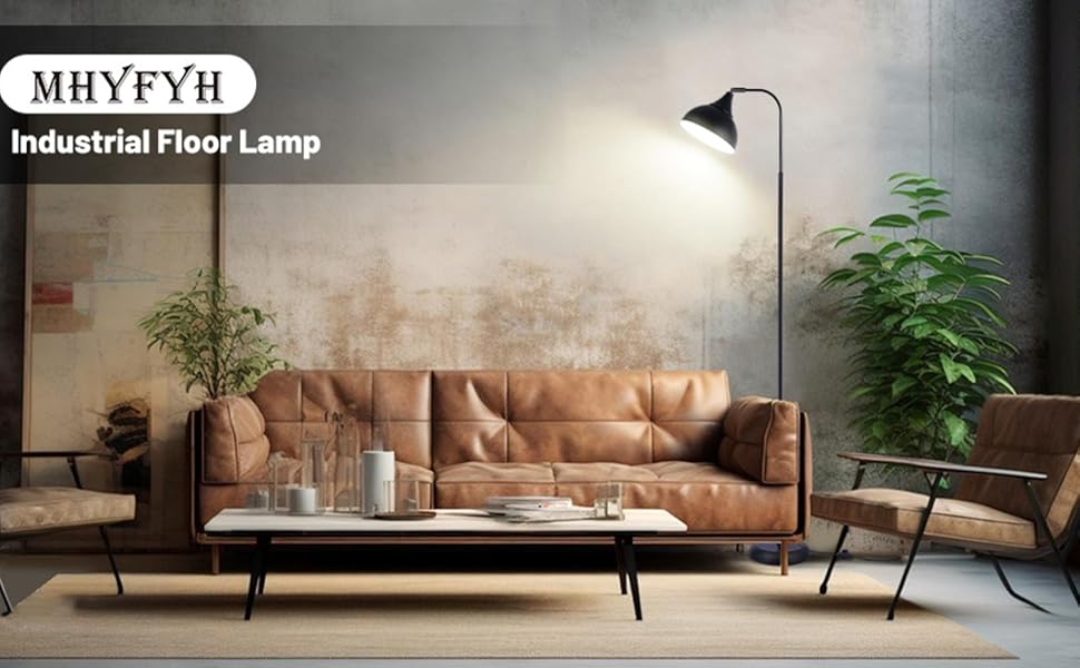 Industrial LED floor lamp, adjustable floor lamp, black metal lamp