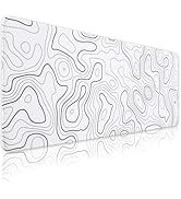 Meetcolor White Mouse Pad, 31.5" x 11.8" White Desk Mat Topographic Mouse Pad for Desktop, Large ...