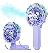 SWEETFULL Portable Misting Fan - 180° Foldable Handheld Personal Fan with Mist Spray, 3 Speeds, 3...