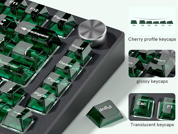 Dark Green Clear keycaps,Transparent keycaps,Crystal Jelly Key Cap Set,Shine Through Key caps