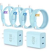 QZIIW Super Fast Samsung Charger Type C,45W Dual Port USB C Fast Charger Block [2-Pack] &amp; Extra L...