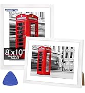 HOMERHYME Picture Frames 8x10, Set of 2 White Photo Frame for Tabletop or Wall Display, Display P...