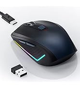 Wireless Mouse,Computer Mouse with RGB Backlit,2.4G USB Rechargeable Wireless Mice Silent Click,3...