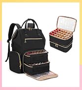 BAFASO Nail Polish Organizer Backpack Holds 56 Bottles and a Nail Lamp, Nail Polish Bag with 2 Re...