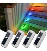 T-SUN RGB Solar Step Lights for Outside,7 Colors Stair Lights Outdoor Waterproof LED Deck Lights ...