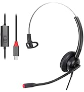 USB C Headset with Microphone Noise Cancelling for PC Mac, Wired USB Type C Headphones for iPhone...