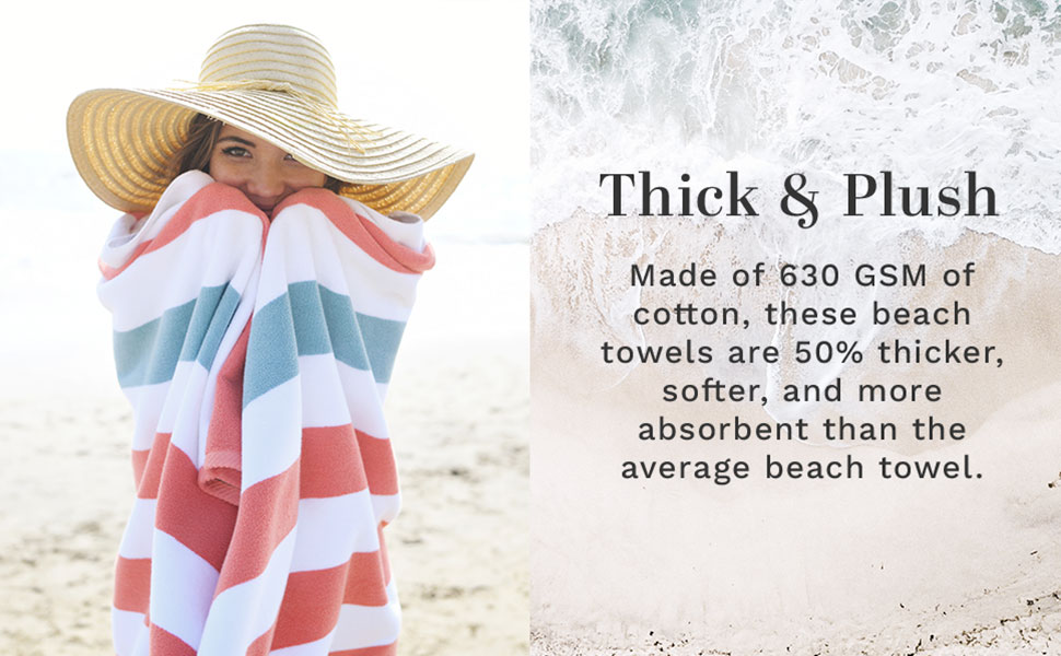 pink coral teal towel beach pool large oversized extra thick premium cabana soft hotel plush stripe