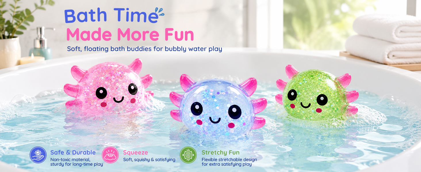 Axolotl Squishy Glitter Stress Relief Toy