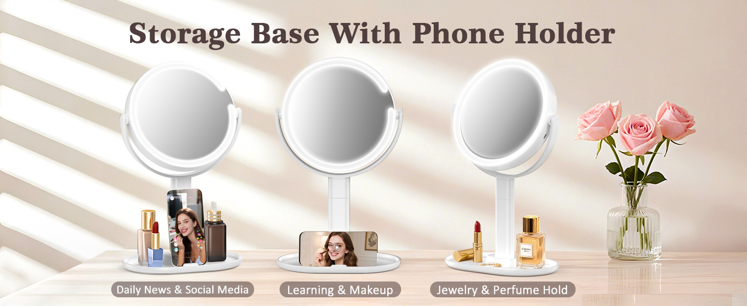 Mirror With Phone Holder