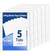 SUNEE Binder Dividers with Tabs for 3 Ring Binder, 8.5 x 11 Paper White Binder Dividers Blank wit...