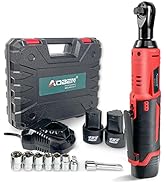 AOBEN Cordless Electric Ratchet Wrench Set, 3/8" 12V Power Ratchet Tool Kit With 2 Packs 2000mAh ...