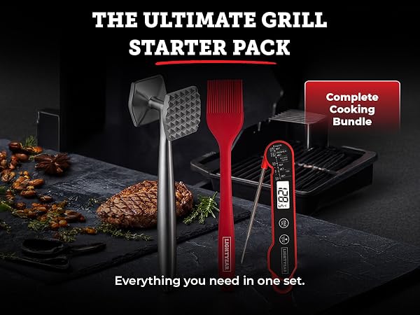 Grillmaster 3-piece BBQ gift set presented as an ideal gift for grilling and BBQ enthusiasts