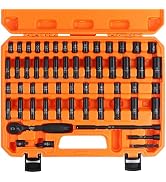 HORUSDY 1/4" Drive Impact Socket Set, 56-Piece Standard SAE (5/32 to 9/16 inch) and Metric (4-15m...