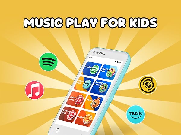 A kid-friendly MP3 player with music apps like Spotify, Apple Music, and Audible preloaded.