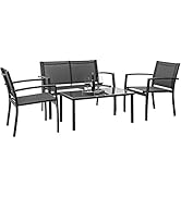 Devoko 4 Pieces Patio Furniture Set Outdoor Garden Patio Conversation Sets Poolside Lawn Chairs w...